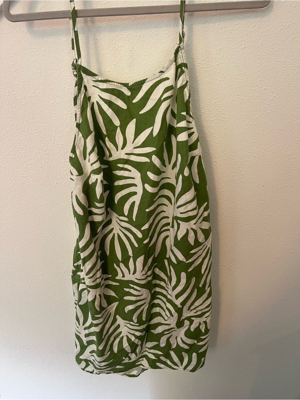 a new day Green Leaf-Print Camisole Dress with White Base